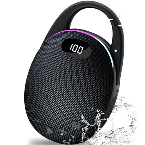 Portable Mini Bluetooth Speaker with HD Sound, LED Power Display, Big Pro Sound with Punchy Bass,Integrated Carabiner, 25H Playtime, Colorful RGB Lights, TWS pairing,Outdoor/Party/Travel, Gift Ideas