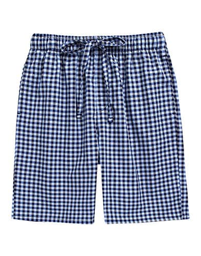 TINFL Men's Plaid Check Cotton Lounge Sleep Shorts MSP-SB013-Blue XXL