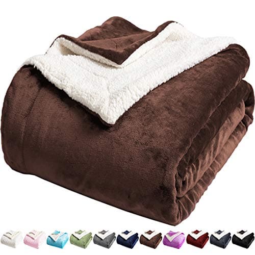 LBRO2M Sherpa Fleece Bed Blanket Super Soft Plush Warm Throw Queen 65"X90"