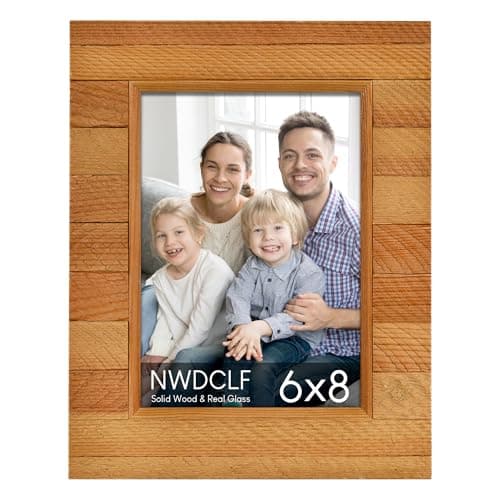 NWDCLF Rustic 6x8 Wood Picture Frame with Real Glass, Farmhouse Photo Frame for Tabletop & Wall Mount, Natural Wooden Frame for Family Photos, Gifts, Home Décor, Natural