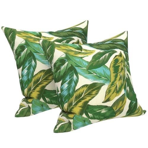 LVTXIII Outdoor Pillows 20x20 Inch, 2 Pack Large Decorative Square Throw Pillows with Inserts for Couch, Bed, Floor Seating, Patio Furniture, Lush Leaf Jungle
