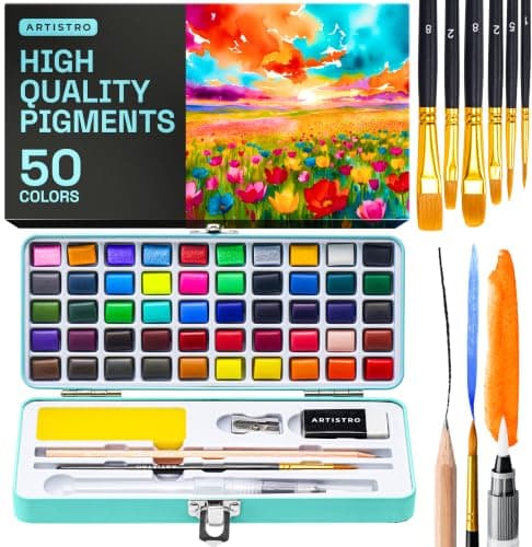 ARTISTRO Vivid Watercolor Paint Set with Palette & Brush Pens