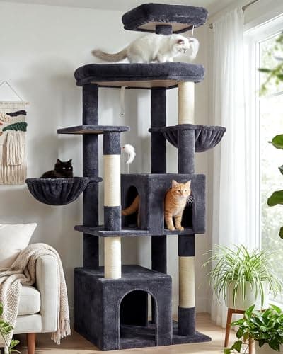 Globlazer Sturdy Cat Tree for Indoor Cats 20 lbs, S68, Dark Grey