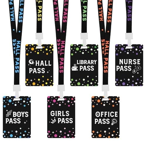 BESARME 6 Sets Hall Passes for Classrooms Colorful PVC School Pass Set