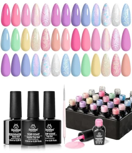 Beetles Gel Nail Polish Set, 24 PCS 20 Colors Pastel Macaron Gel Polish Kit