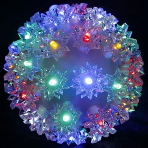 Christmas Lighted Ball 7" Outdoor Hanging Sphere Lights Orb 100 LED Multicolor Starlight Sphere for Tree, Porch, Gazebo, Bedroom Decorations