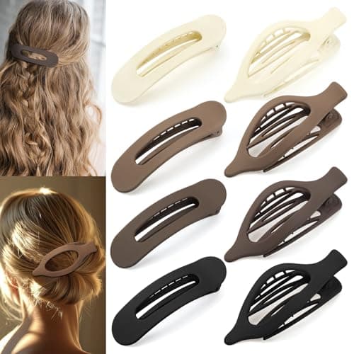 ProSuites 8 PCS Flat Hair Clips, 2 Styles French Claw Clips Strong Hold for Women Girls Thin Hair