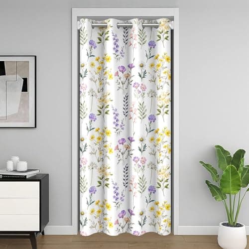 jejeloiu Floral Door Curtain for Doorway Privacy 59"x80"