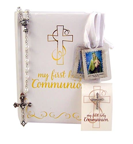 Creative Brands Faithworks-Abundant Grace First Communion Gift Set, 5-Piece, Girl, White,gold