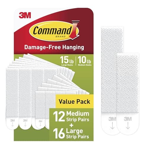 Command 15 lb & 10 lb Large and Medium 28 Pairs Picture Hanging Strips (56 Strips), Damage-Free Hangers for Picture Frames, No Tools Required, Great for Home Room Wall Decor, White Adhesive