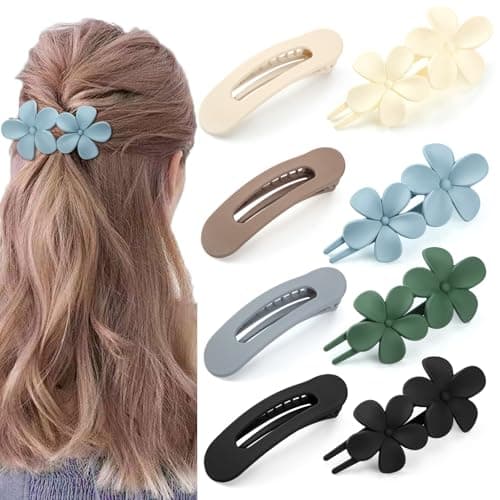 ProSuites 8 PCS Flat Hair Clips, 2 Styles French Claw Clips for Women Girls Thin Hair