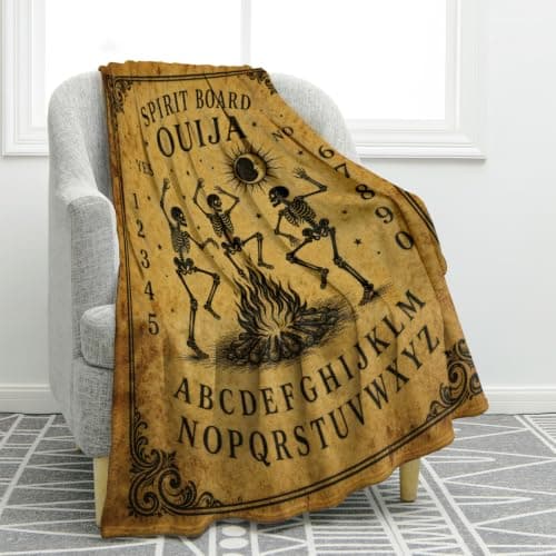 Jekeno Ouija Board Blanket Goth Decor Yellow 50"x 60"