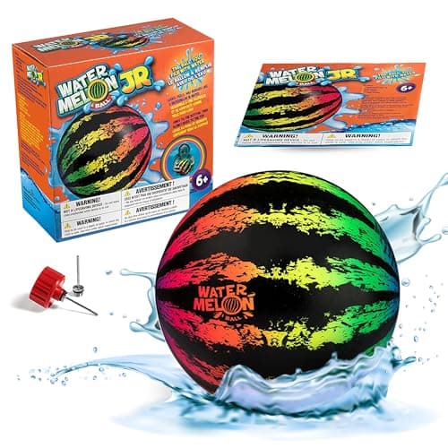 Watermelon Ball JR Durable Fillable Pool Toy for Underwater Games - Football, Basketball & Rugby - Perfect for Water Parties - Fun for Adults & Kids Alike - Ages 6+, 6.5" Multicolor