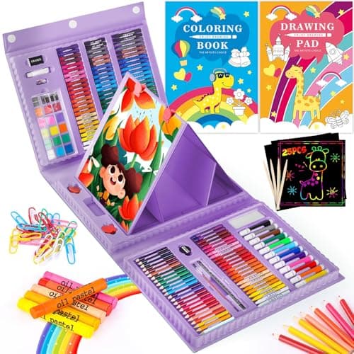 iBayam 251-Pc Art Kit – Easel, Sketchbook, Scratch Paper, Crayons & Pencils