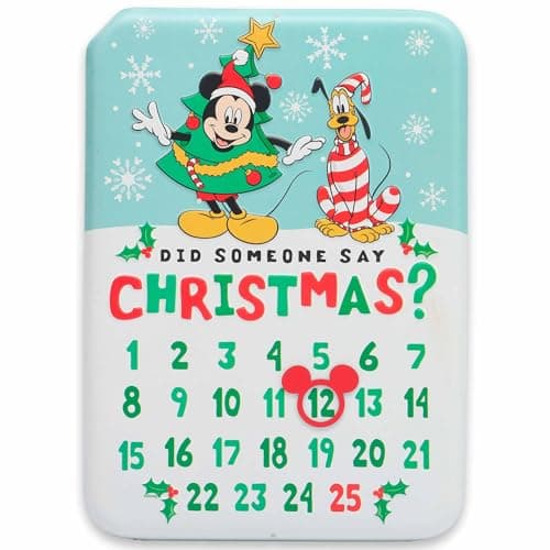 Disney Mickey Mouse and Pluto Embossed Metal Christmas Countdown Calendar - Fun Christmas Calendar with Magnet for Home Decorating