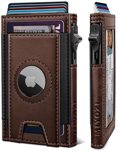miyozi Airtag Wallet for Men, Slim Pop Up Credit Card Holder RFID Blocking Mens Minimalist wallet for 7-9 Cards ID Window, with Gift Box