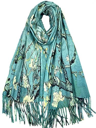 VENVSBEE Reversible Scarf Soft Large Shawl Wrap Blanket Double Sided Art Print Warm Pashmina Stoles Klimt Van Gogh Gifts-03