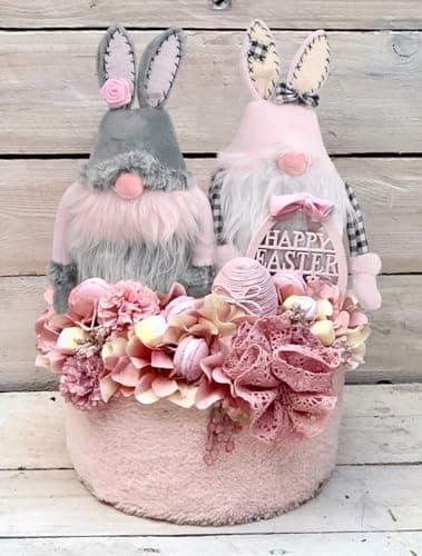 yuboo Easter Gnomes Plush Decorations for Home - Handmade Spring Gnomes with Bunny Ears & Weighted Sand Base, 2-in-1 Holiday Decor & Huggable Easter Gift Setfor Kids, ，Machine Washable
