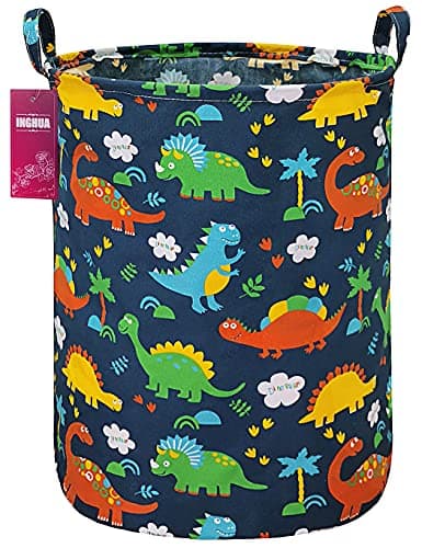 INGHUA Forest Dinosaur Laundry Hamper Large Canvas Fabric Storage Basket
