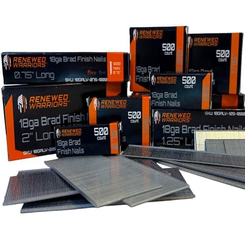 Renewed Warriors 18 Gauge Brad Finish Nails, 1.50-Inch 18GA Straight Brad Nails Galvanized for Electric or Pneumatic Nailer Guns (1000 Count)