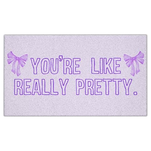 CIOJUNE Coquette Purple Door Mat, You're Like Really Pretty Doormat for Front Door Entrance Porch, Bath Mats for Bathroom, Preppy Bow Welcome Mats for Outdoor Entryway, 17x30 Inches
