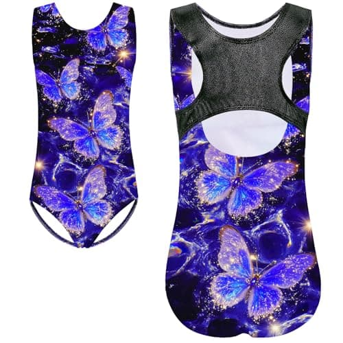 TFJH E Gymnastic Leotard for Girls Ballet Dancewear Black Blue 6A
