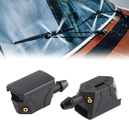 FSTURIOS 2PCS Front Windshield Washer Nozzles, 4 Holes Spray Jet Windshield Arm Mounted Wiper Nozzle, Auto Window Wiper Washer Spurter Straight Pillar Sprayer for Car Truck SUV