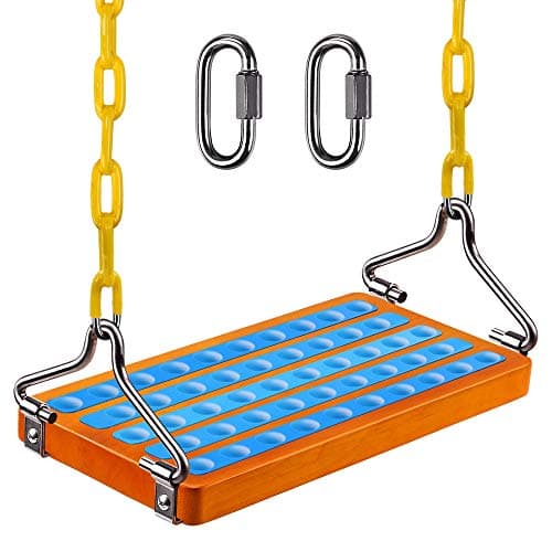 SELEWARE Wooden Swing Seat Replacement with Chain for Kids & Adults