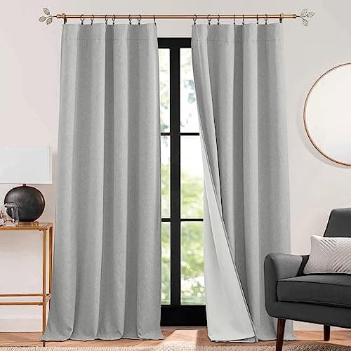 RYB HOME 3 in 1 Soundproof - Blackout - Termal Insulated Linen Curtains