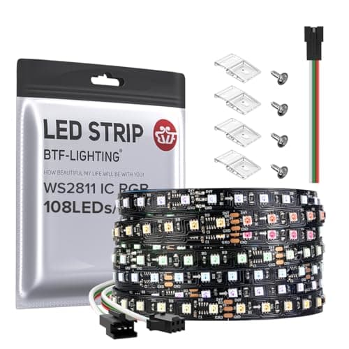 BTF-LIGHTING WS2811 IC RGB 24.6FT DC24V 108LED/m 8mm Width LED Strip Light
