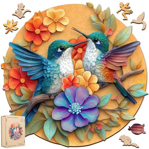 Pikoqunc Hummingbird Wooden Puzzles for Adults,500 Pieces 16.9x16.6 Inches