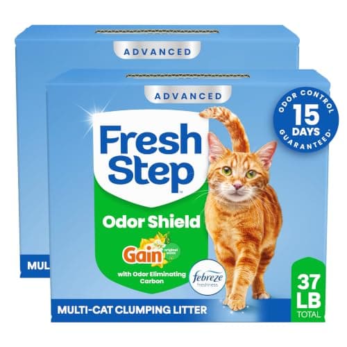 Fresh Step Advanced Odor Shield Clumping Cat Litter with Gain, 18.5 lb, 2Pk