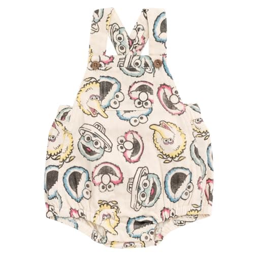 Sesame Street Elmo Cookie Monster Big Bird Newborn Baby Boys Cotton Gauze Matching Family Short Overalls Shortall 6-9 Months