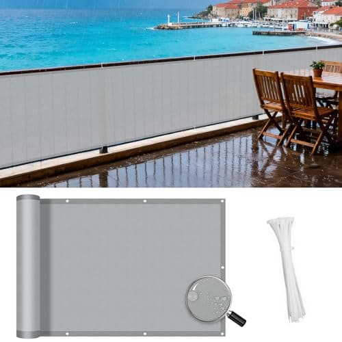 SUNNY GUARD 3.3'x19.7' Waterproof Balcony Privacy Screen PES Patio Fence