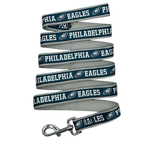 Pets First NFL Licensed Philadelphia Eagles Pet Leash, Size Large – Durable Satin Dog & Cat Walking Strap and Pet Tether with Embroidered Team Name & Logo