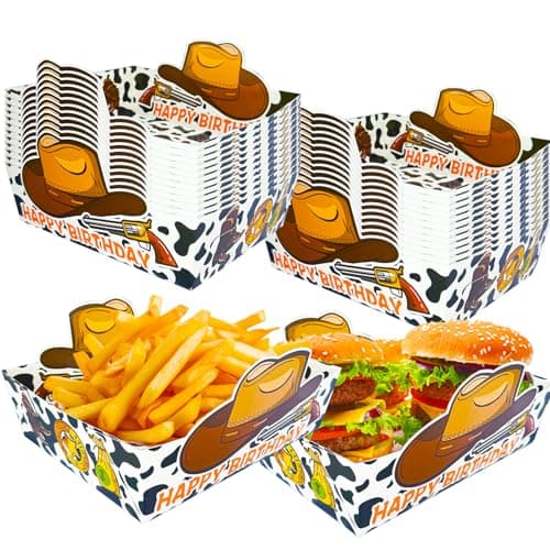 24 Pcs Cartoon Story Paper Food Tray;Large Size Disposable Cowboy Snack Bowls Toy Themed Birthday Party Supplies;Party Plates Nacho Paperboard Hot Dog Popcorn