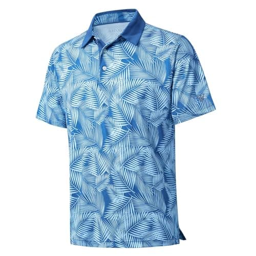Golf Shirts for Men Dry Fit Short Sleeve Print Performance Moisture Wicking Polo Shirt