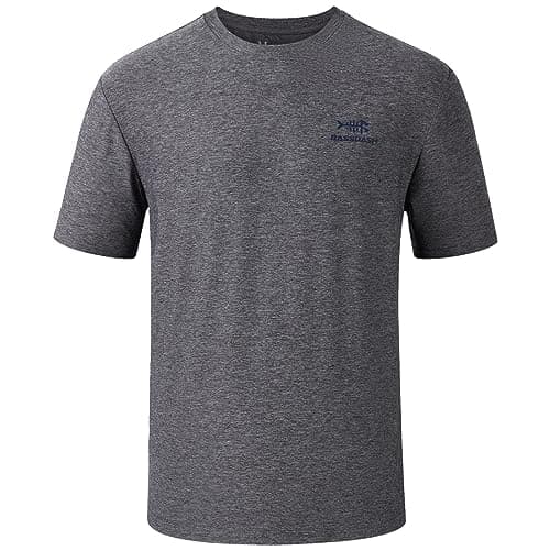 BASSDASH Men’s UPF 50+ Short Sleeve Fishing Shirts Performance Cooling UV Sun Protection Hiking T-Shirts Heather Gray