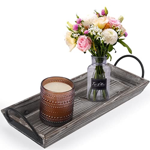 Vintage Wood Candle Tray, Metal Handles, Farmhouse Centerpiece, Home Decor