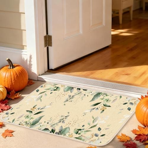 MATIRUG Fall Door Mat Green Eucalyptus Leaves 16"x24"