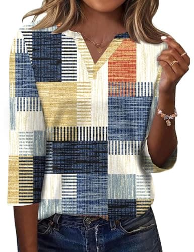 LOMON Summer Shirts for Women Business Casual Vneck Beach Vacation Clothes for Women Shirt Womens Summer Tops 2025