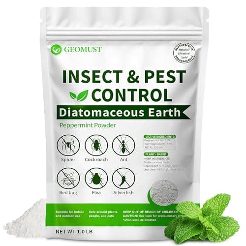 Diatomaceous Earth Food Grade and Peppermint Oil Insect Killer, Natural Crawling Pest Control for Home Garden, Kills Ants, Roaches, Fleas, Bed Bugs Silverfish, Indoor Outdoor Use, 1 lb