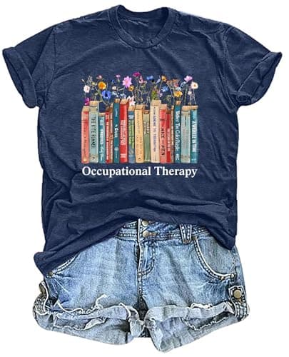 Occupational Therapy Shirts Women: OT Tee Shirt Occupational Therapist T-Shirts Autism Awareness Tops OT Month Gift