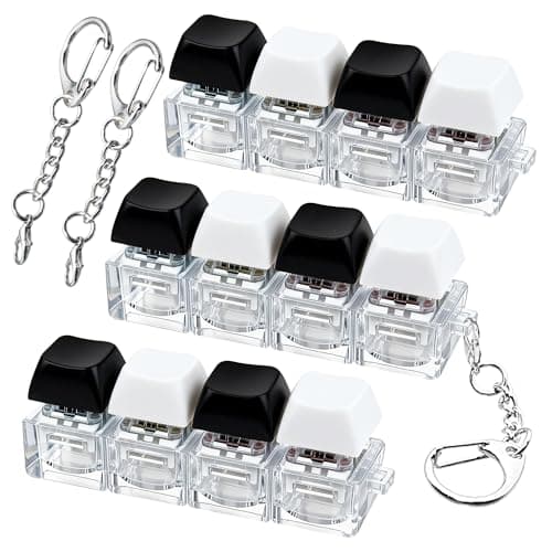 3 PCS Keyboard Fidget Toy, Keyboard Fidget Keychain 4-in-1 Keyboard Decompression Button Finger Clicker Toys, Button Stress Relief Fidget Valentines Gifts Stuffers for Kids Women (Black White)