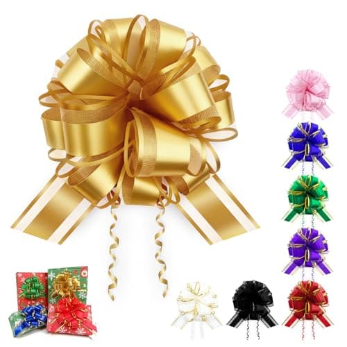 8 PCS Pull Bows, 6 inches Bows for Gift Wrapping, Reusable Birthday Gift Bows for Presents, Bouquets, Baskets, Party Décor, Gift Wrap Bows