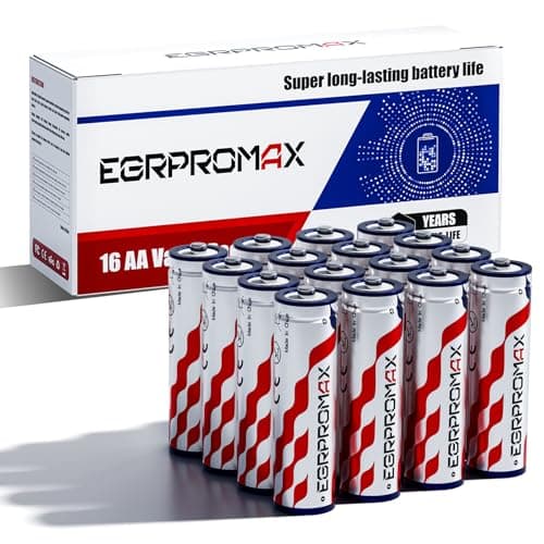 EGRPROMAX 1.5V Lithium AA Rechargeable Batteries 16 Pack - 3600mWh High-Capacity Double A Battery with Constant Voltage for High-Drain Devices Like Cameras & Gaming Controllers