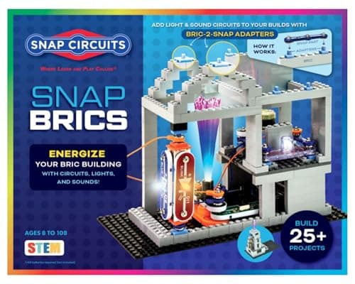 Snap Circuits BRIC: Structures | Brick & Electronics Exploration Kit | Over 20 Stem & Brick Projects | Full Color Project Manual | 20 Parts | 75 BRIC-2-Snap Adapters | 140+ BRICs