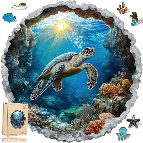 Leodozzio 500Pcs Wooden Jigsaw Puzzle Giant Turtle WallDecor 16.5x16.5in