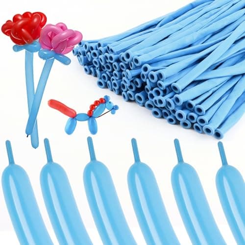 260 Balloons for Balloon Animals, 100PCS Long Balloons for Tying Balloon Arches, Thick Latex Long Skinny Twisting Balloons for Animals, Wedding & Party Decorations (Light Blue)