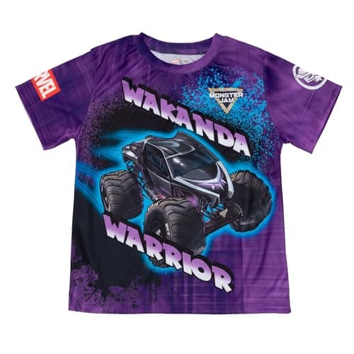Monster Jam Marvel's Monster Trucks Black Panther Toddler Boys Athletic T-Shirt Purple 4T